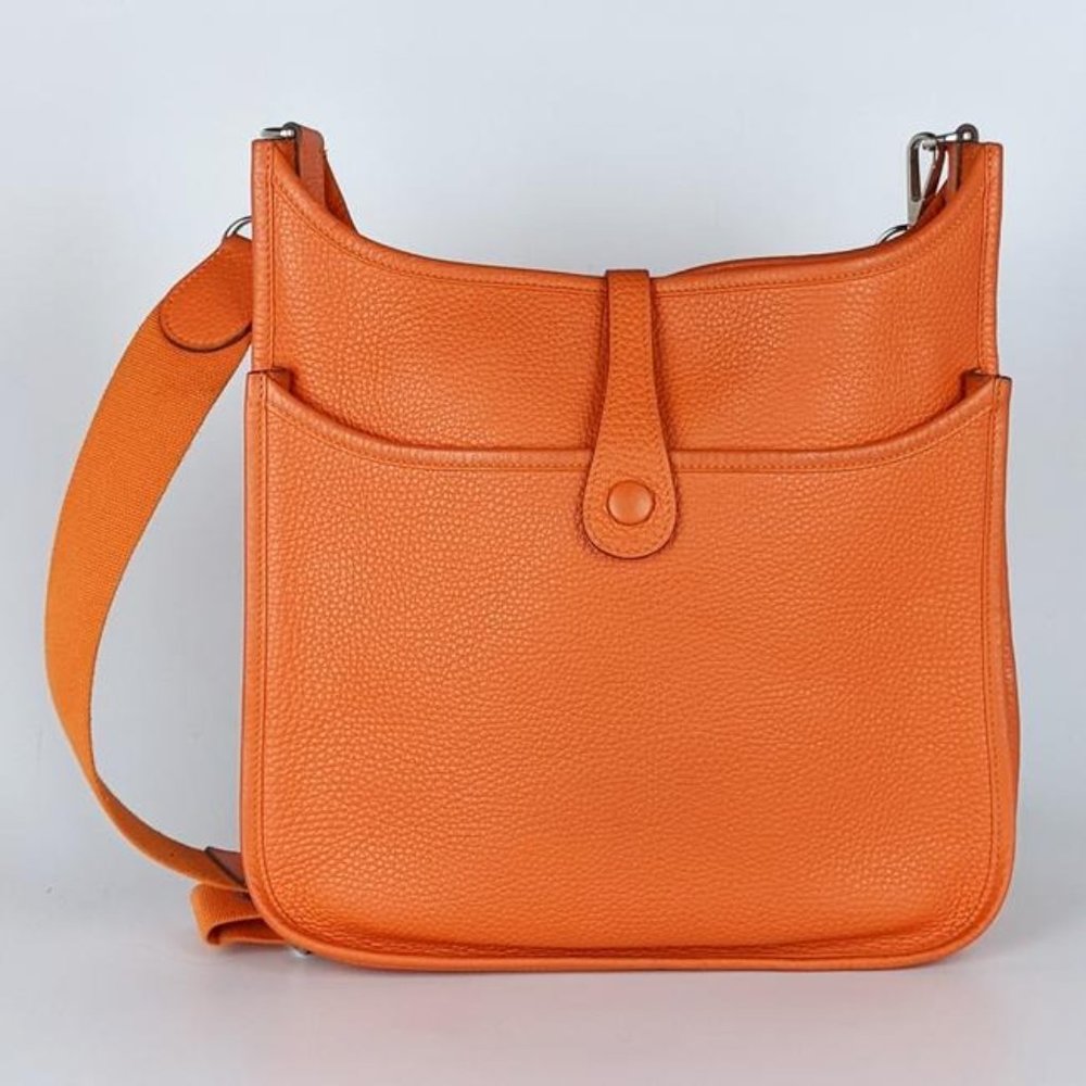 SOLD Hermes Evelyne Iii Pm Orange Clemence Leather Cross Body Bag - Picture 2 of 11